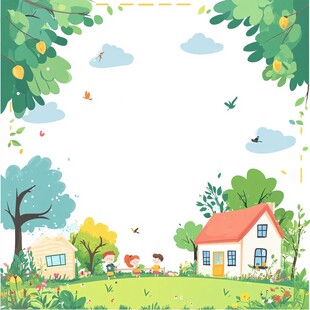 田园童趣风景插画背景图