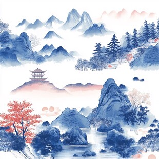 水墨山水间的诗意景致