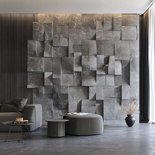 现代简约风立体石纹背景墙