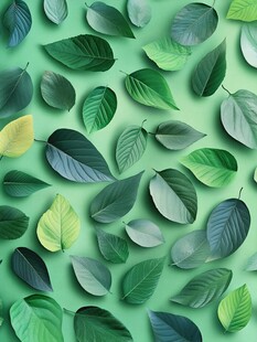 绿色叶片排列的清新背景