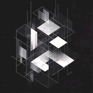 黑白几何抽象立体构成图