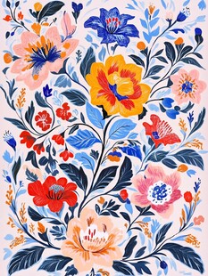 多彩花卉图案装饰画