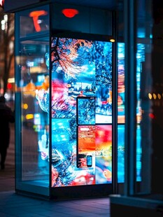 街头绚丽多彩的电子广告亭