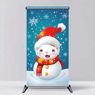 雪人小猫贺圣诞展架