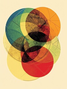 多彩几何重叠抽象艺术图案