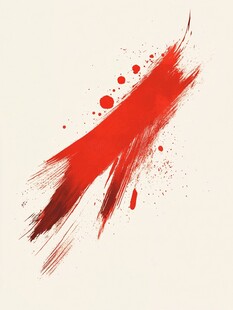 红色泼墨笔触艺术效果