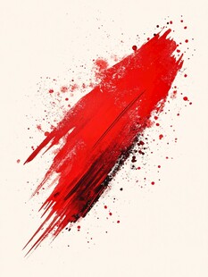 红色泼墨笔触艺术元素