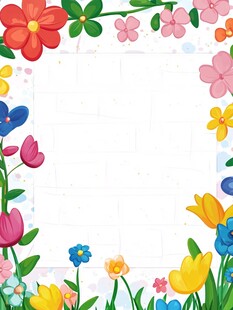缤纷花卉边框背景图