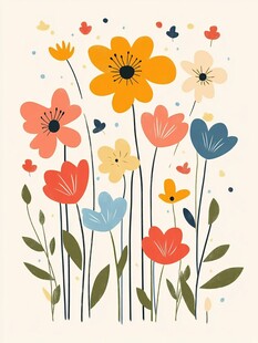 缤纷花朵插画 春日浪漫气息