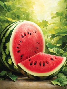 新鲜多汁的切开西瓜