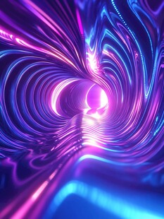 梦幻炫彩的霓虹光影隧道