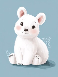 可爱小白熊的温馨插画
