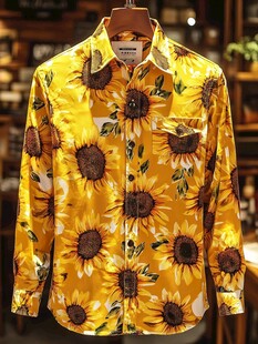 向日葵印花长袖衬衫