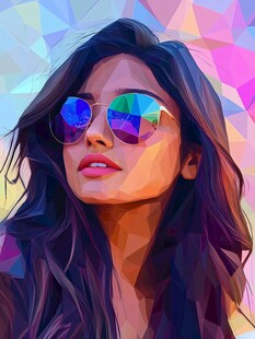 时尚墨镜美女插画风格