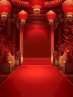中式红韵 传统喜庆迎宾场景