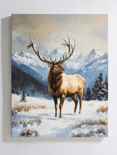 雪野中的雄伟麋鹿