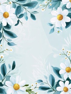 清新花卉边框装饰背景图