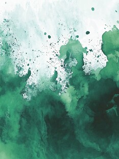 绿色水彩泼墨抽象背景图