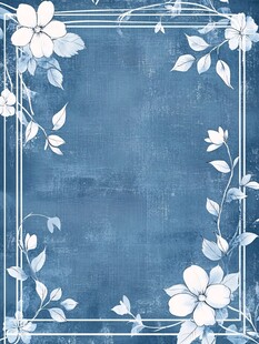 蓝底花卉边框背景图