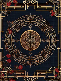 中式黑金花纹古典装饰图案