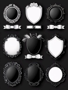 复古华丽装饰性边框与徽章