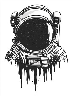宇航员头像的潮流涂鸦风格
