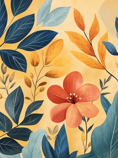 花卉叶子的绚丽插画图案
