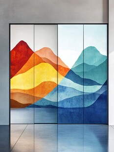 多彩山水移门艺术装饰画