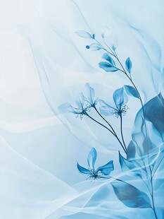 蓝调花卉梦幻薄纱背景图