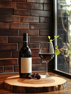 木盘上的红酒与葡萄