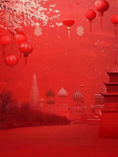 喜庆红景下的中外建筑风光