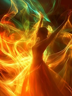 梦幻舞者与绚烂光影交织