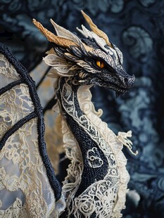 蕾丝装饰的奇幻黑龙造型