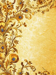 金色孔雀花纹装饰背景图
