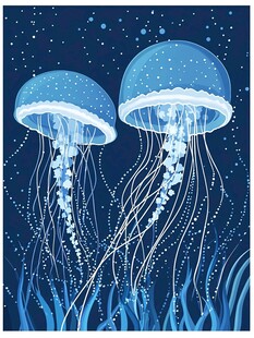 梦幻双水母的深海之舞