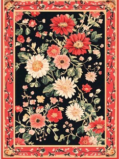 复古花卉图案地毯