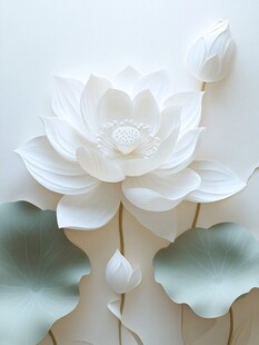 立体纸艺白莲花优雅绽放
