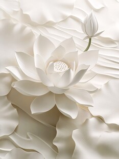 立体纸艺白莲花优雅绽放