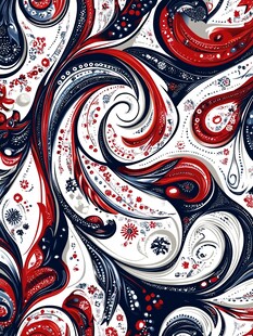 红黑白佩斯利花纹图案