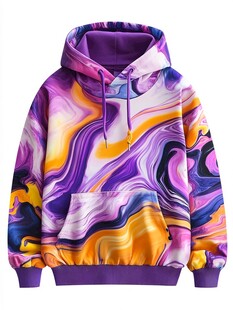 炫彩抽象图案连帽卫衣