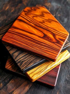 多彩木纹杯垫堆叠展示