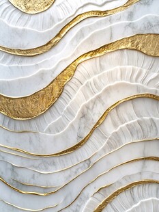 金白相间波浪纹理装饰画