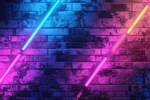 霓虹砖墙光影背景图