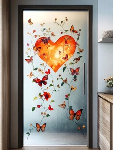 爱心蝴蝶玻璃门装饰画