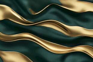 绿金交织的丝绸质感背景