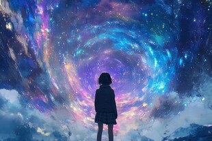 少女凝望梦幻宇宙漩涡