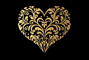 金色心形花纹图案设计