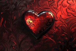 红色心形图案与华丽背景