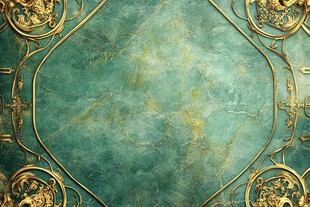 青绿色背景配金色华丽边框