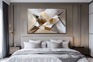现代简约风卧室的艺术挂画